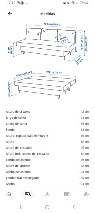 Sofá Cama 3 Plazas Ikea Grisáceo