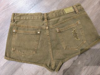 Pull&Bear Shorts Vaqueros Desgastados Verde