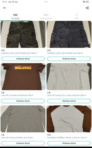 Sólo 1€ Ropa de hombre