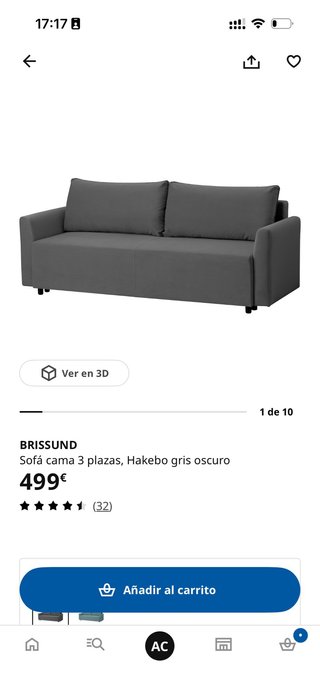 Sofá Cama Brissund IKEA 3 Plazas