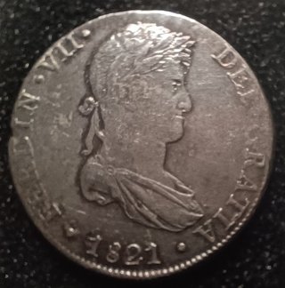 Moneda Plata 8 Reales Fernando VII 1821