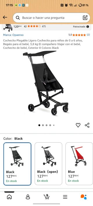 Silla Paseo bebé Cochecito Plegable Ultra Ligero