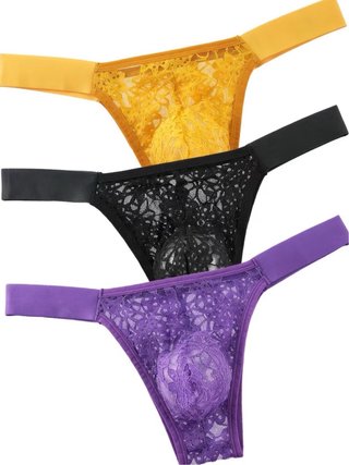 3 Tangas de Red Transparentes para Hombre - Tallas