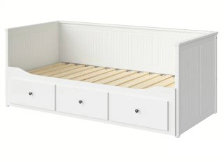Cama diván blanca con colchón y cajones