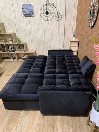 Sofá Cama Matrimonial Negro con Arcón