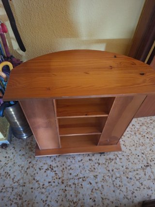 Mueble auxiliar madera con ruedas