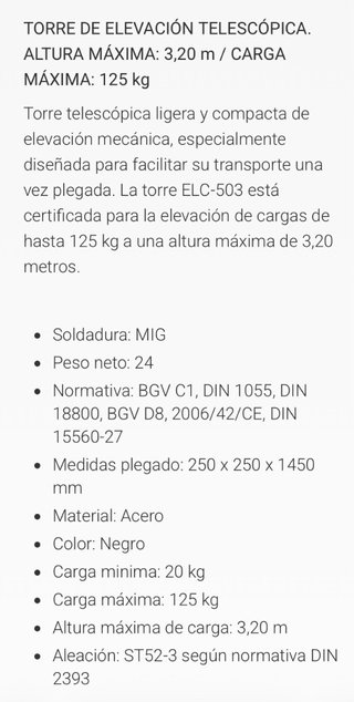 Torre Elevadora Telescópica Guil ELC 503 kuzar k1