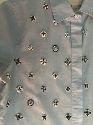 Camisa azul claro con incrustaciones
