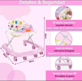 Andador de bebé rosa 6-12 meses