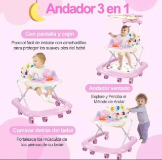 Andador de bebé rosa 6-12 meses