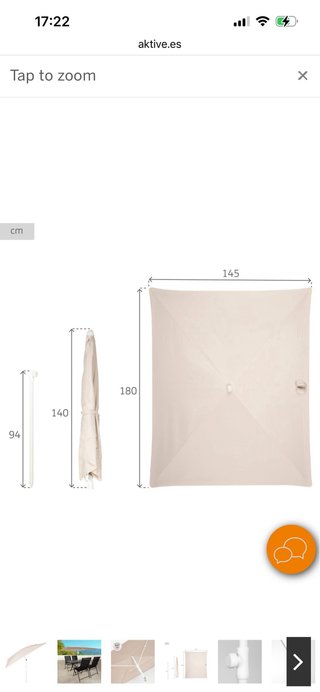 Parasol Rectangular Beige 180x145 Inclinable NUEVO