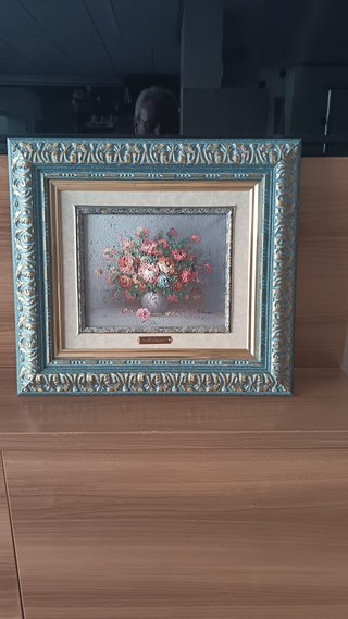 Pareja de cuadros óleo flores