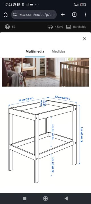 Cambiador de bebé madera y blanco