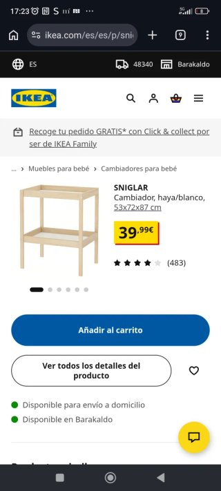 Cambiador de bebé madera y blanco