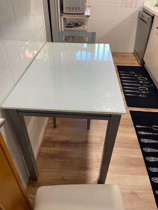 Mesa y 2 Sillas Cocina Cristal