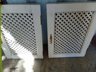 2 Puertas Armario Baño Rejilla Madera