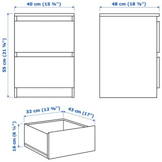Mesita de noche Malm Ikea Blanca
