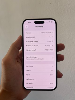 iPhone 16 Blanco 128GB | 94% Batería | Garantía