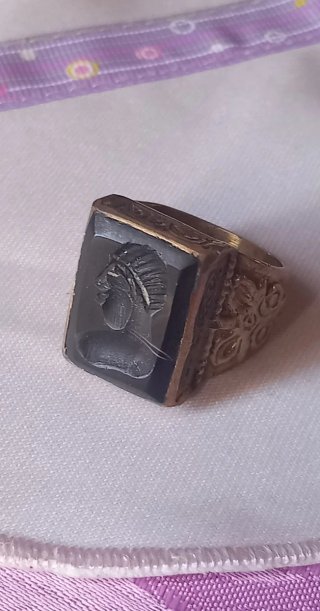 Anello sigillo afghano blu oro misura 19.7