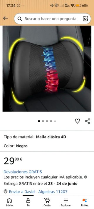 Cojín ergonómico para espalda, corrige la postura