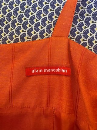 Vestido midi de fiesta naranja con chaqueta bolero