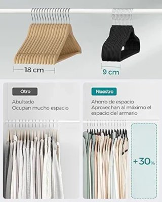 Set 50 Perchas Terciopelo Antideslizantes SONGMICS