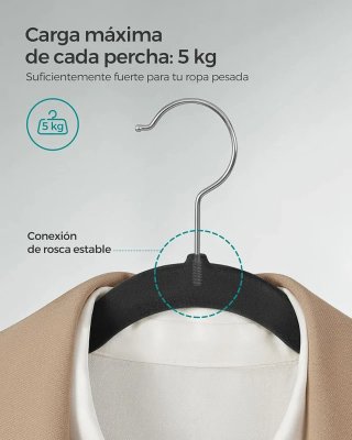 Set 50 Perchas Terciopelo Antideslizantes SONGMICS