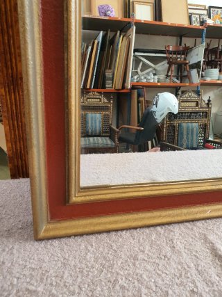 Espejo Antiguo Grande Madera y Cristal
