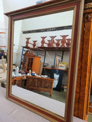 Espejo Antiguo Grande Madera y Cristal