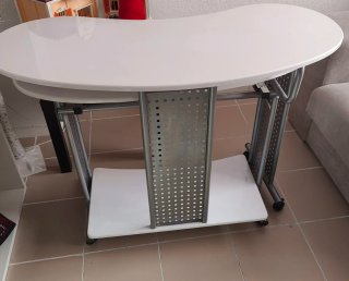 Mesa de PC/Esquina Blanca y Gris
