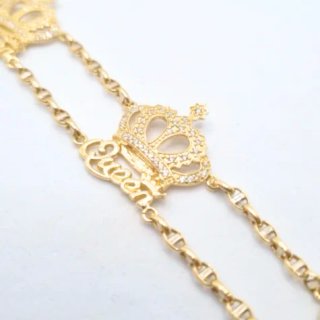 Pulsera Oro 18k Queen Corona Circonita 14.24g 19cm