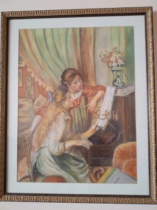 Cuadro al óleo mujeres tocando piano