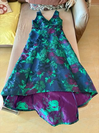 Vestido largo fiesta floral verde morado talla XL