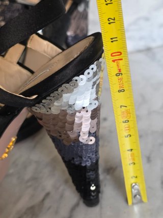 Sandali Prada Paillettes Nere Argento