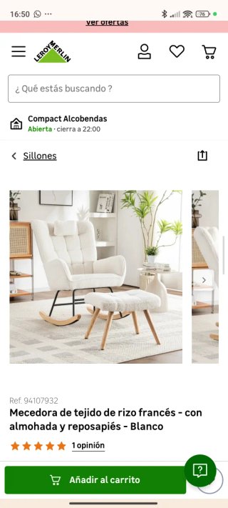 Mecedora rizo blanco con reposapiés
