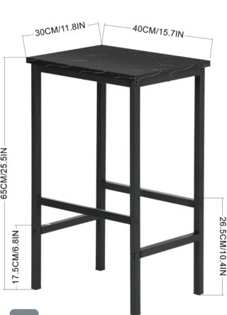 Mesa comedor negra con 4 taburetes