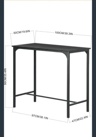 Mesa comedor negra con 4 taburetes