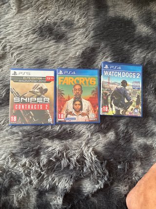 3 Videojuegos PS4/PS5: Sniper, Far Cry 6, Watch Do