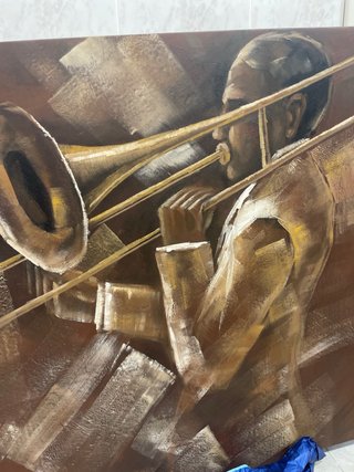 2 Cuadros Jazz Trompeta Abstracto