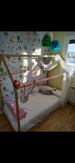 Cama casita madera infantil