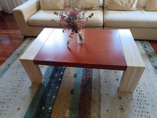 Mesa de salón madera y mármol