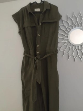 Mono largo mujer verde militar