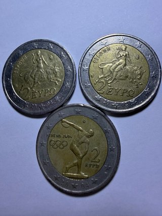 Lote 3 monedas Grecia 2€