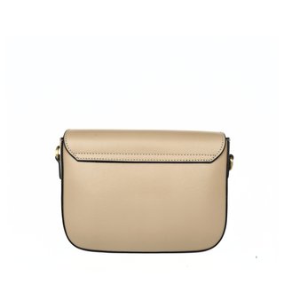 Borsa vera pelle beige tracolla oro
