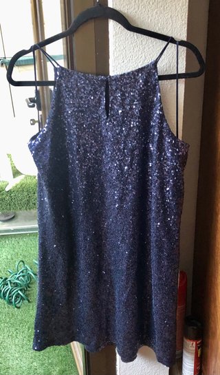 Vestido lentejuelas Stradivarius azul talla L