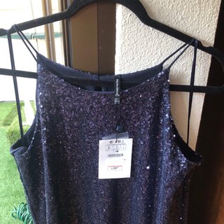 Vestido lentejuelas Stradivarius azul talla L