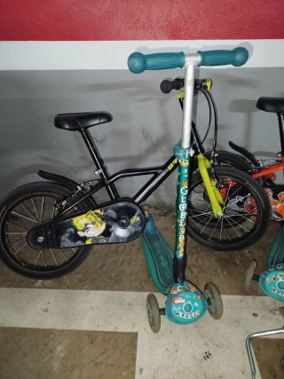 2 Bicicletas 16 pulgadas + 2 patinetes globber