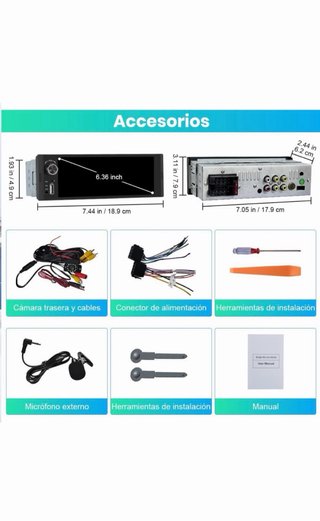 Junsun 6.36 Pulgadas 1 DIN Radio Coche Universal