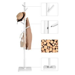 Perchero de Pie Madera Blanca Vasagle RCR010W02