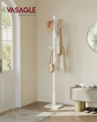 Perchero de Pie Madera Blanca Vasagle RCR010W02